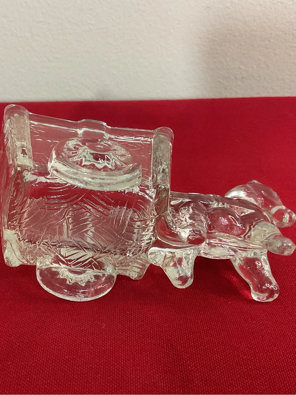 Vintage K.R. Haley Knox Glass Horse & Cart Clear Glass Candy Nut Trinket Dish